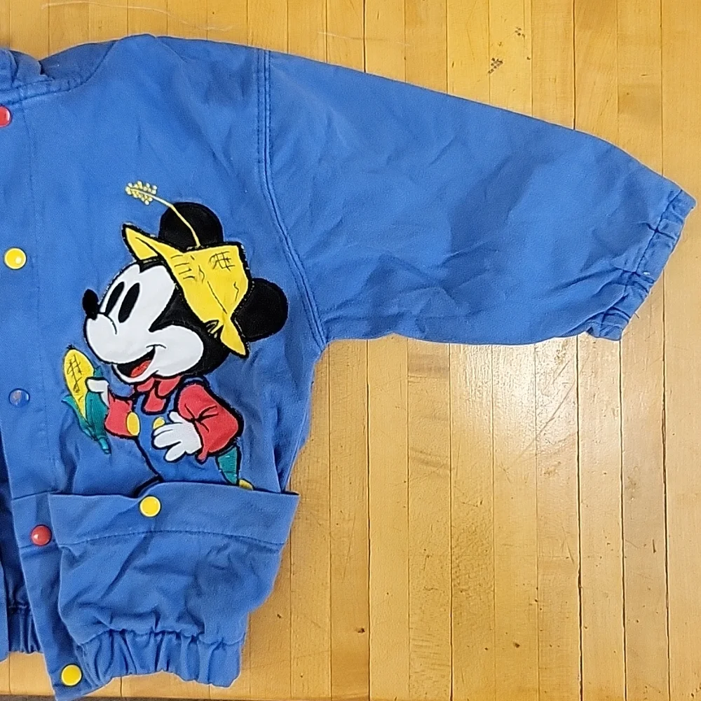 12-18 month VINTAGE Disney Mickey and Pig snap Jean Jacket - Picture 2 of 5